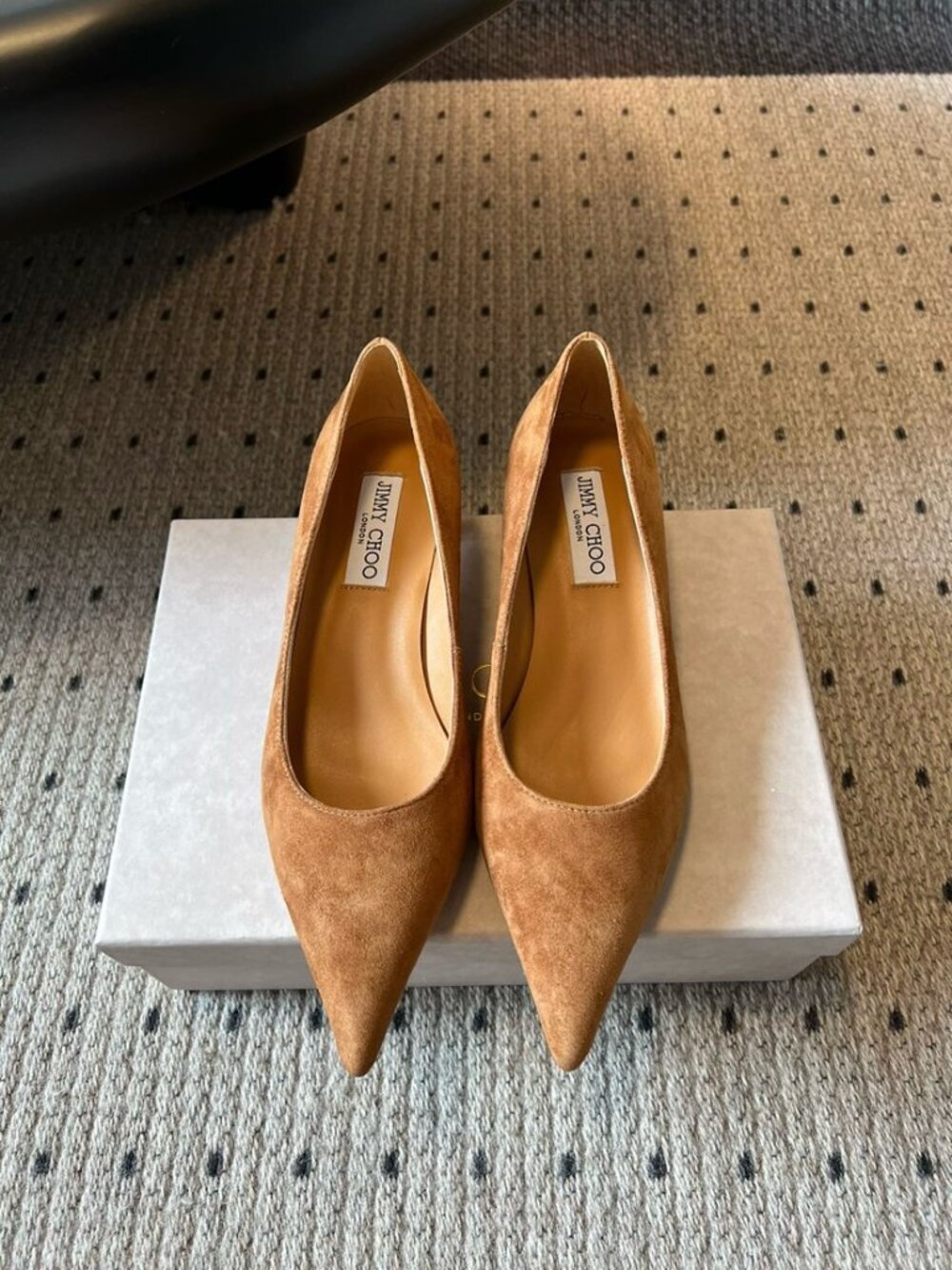 Jimmy Choo Brown Suede Pointed Low-heel Shoes